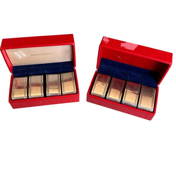 Vintage Worcester Pewter Napkin Rings Bands - Picture 1 of 7